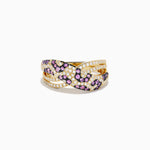 Pink Sapphire and Diamond Panther Print Ring in 14K Yellow Gold