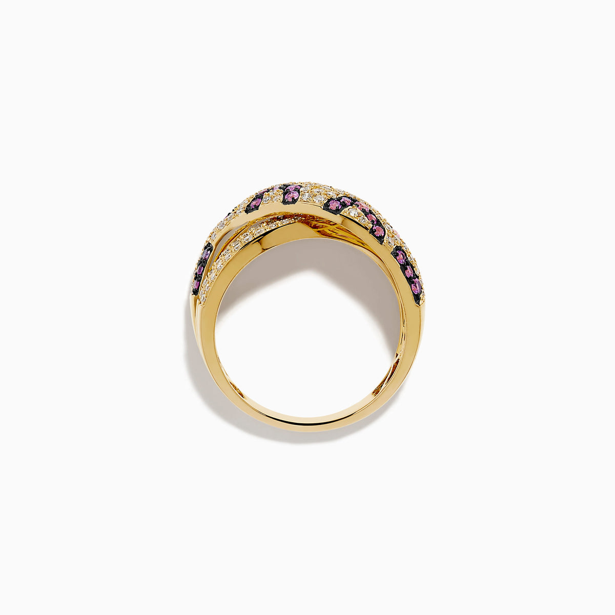 Pink Sapphire and Diamond Panther Print Ring in 14K Yellow Gold view 3