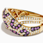 Pink Sapphire and Diamond Panther Print Ring in 14K Yellow Gold view 2