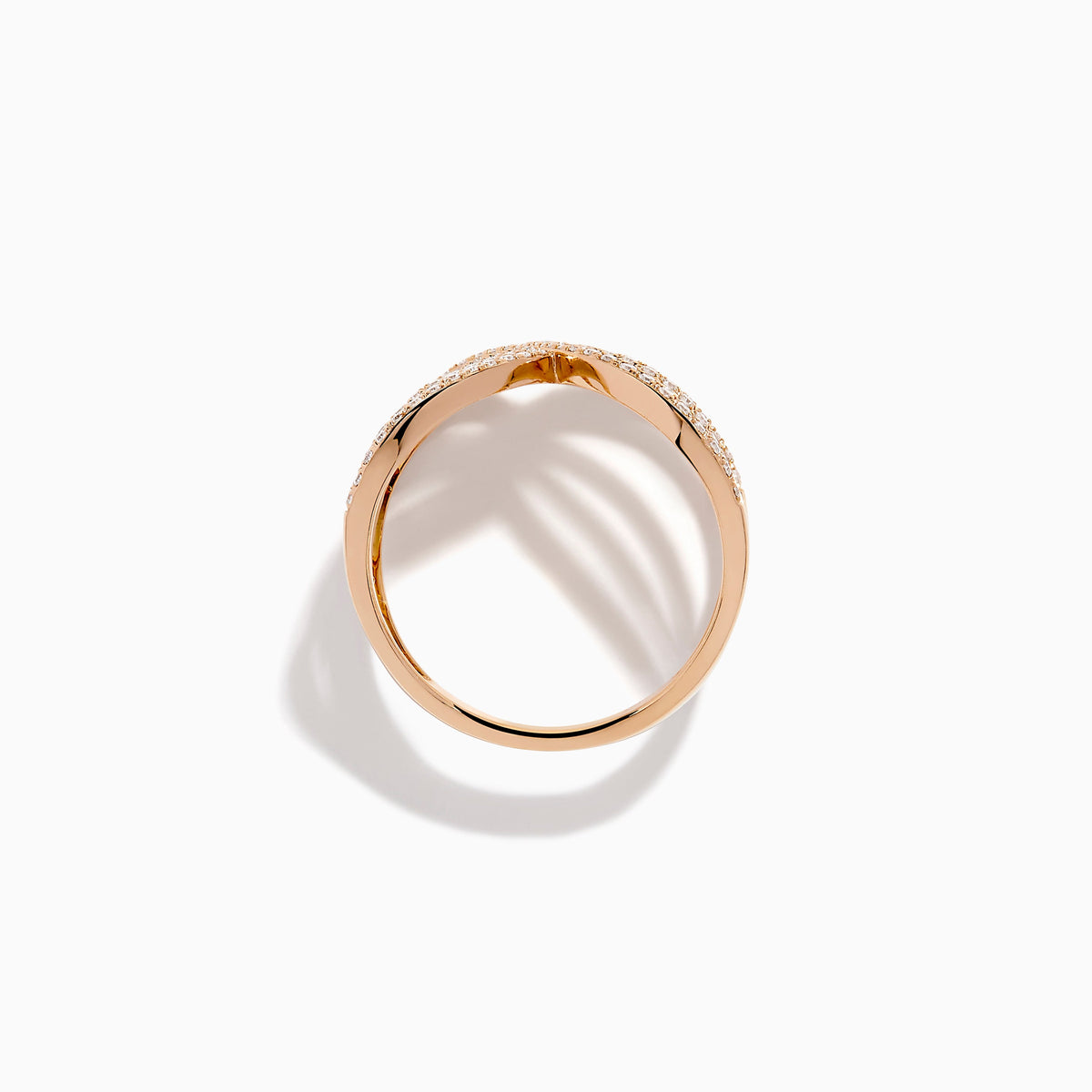 Diamond Pave Multi Row Crossover Ring in 14K Rose Gold view 3