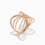 Diamond Pave Multi Row Crossover Ring in 14K Rose Gold view 4