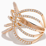 Diamond Pave Multi Row Crossover Ring in 14K Rose Gold view 2