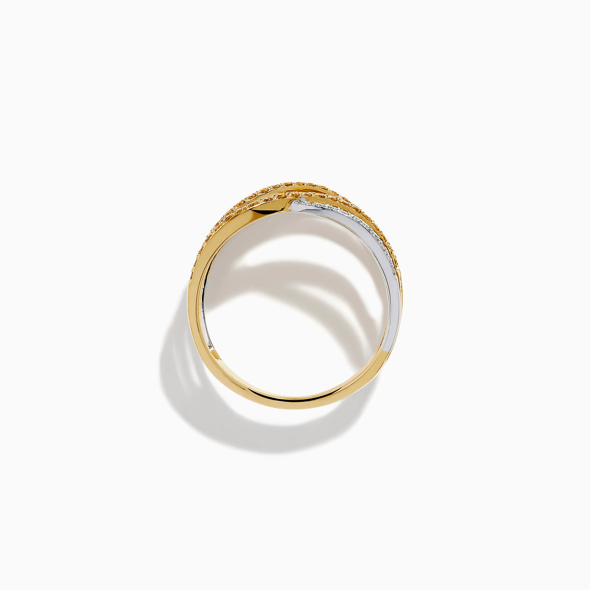 Yellow and White Diamond Pave Wave Ring in 14K Two-Tone Gold view 3