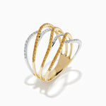 Yellow and White Diamond Pave Wave Ring in 14K Two-Tone Gold view 4