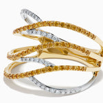 Yellow and White Diamond Pave Wave Ring in 14K Two-Tone Gold view 2
