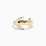 Diamond Pave Anchor Ring in 14K Yellow Gold