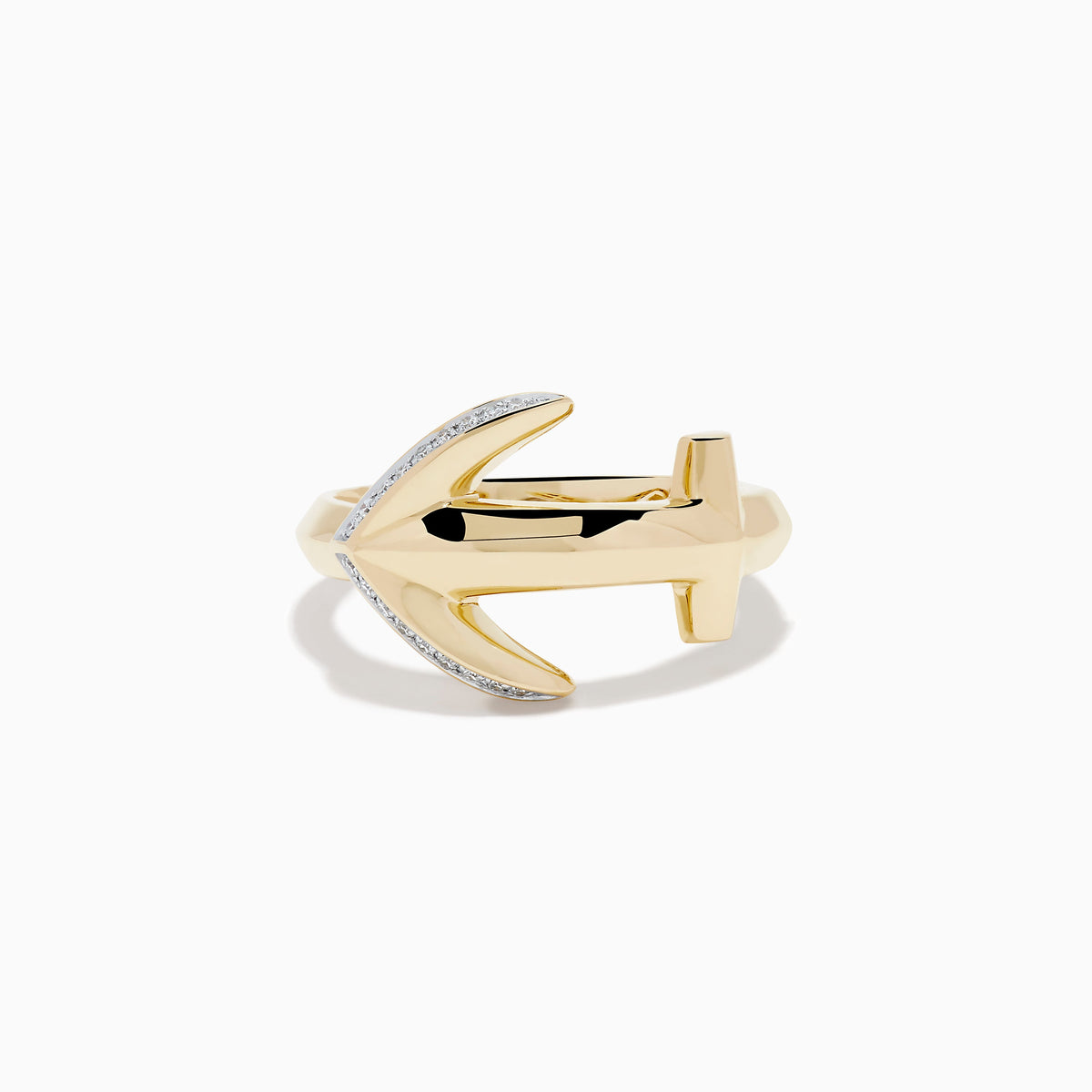 Diamond Pave Anchor Ring in 14K Yellow Gold