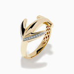 Diamond Pave Anchor Ring in 14K Yellow Gold view 4