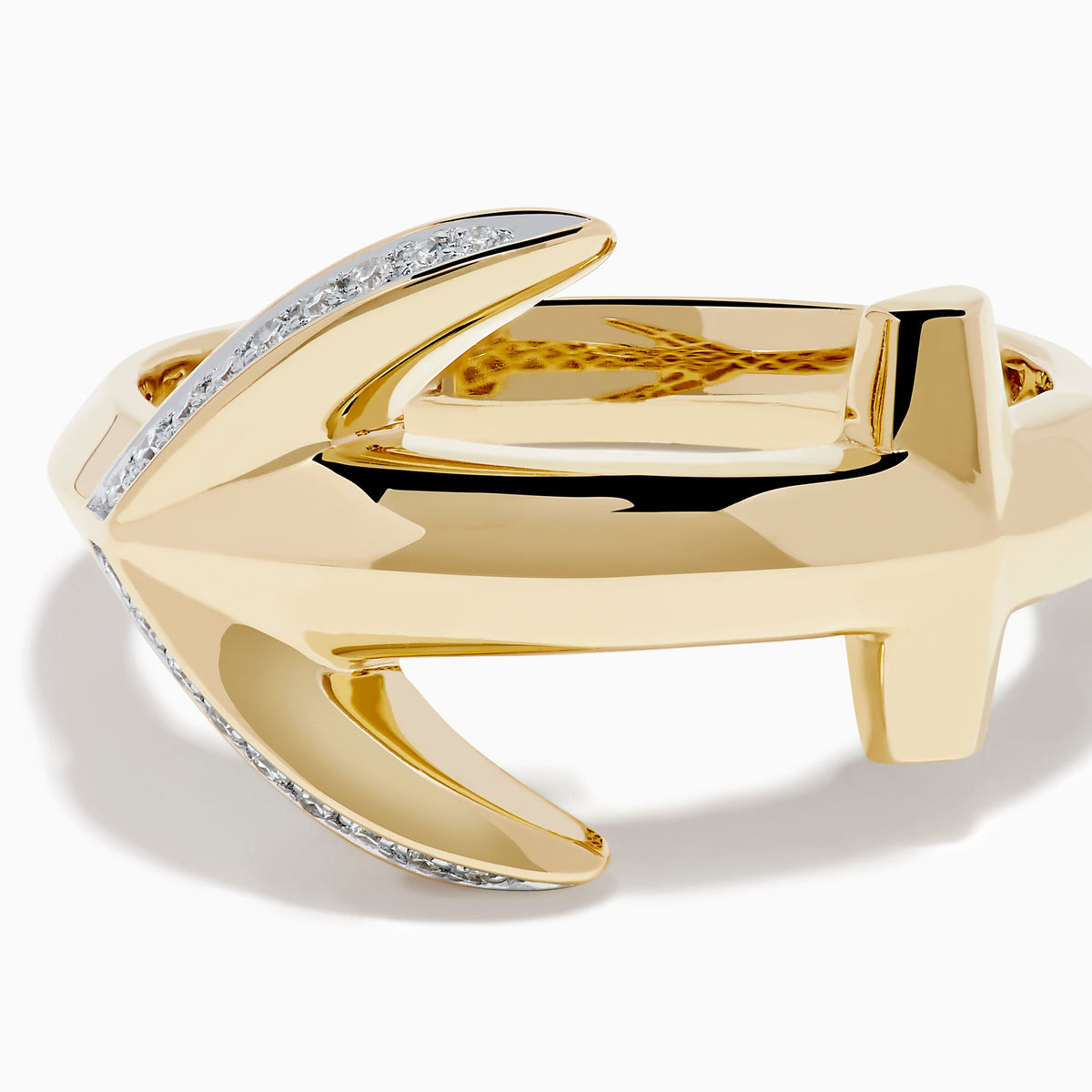 Diamond Pave Anchor Ring in 14K Yellow Gold view 2