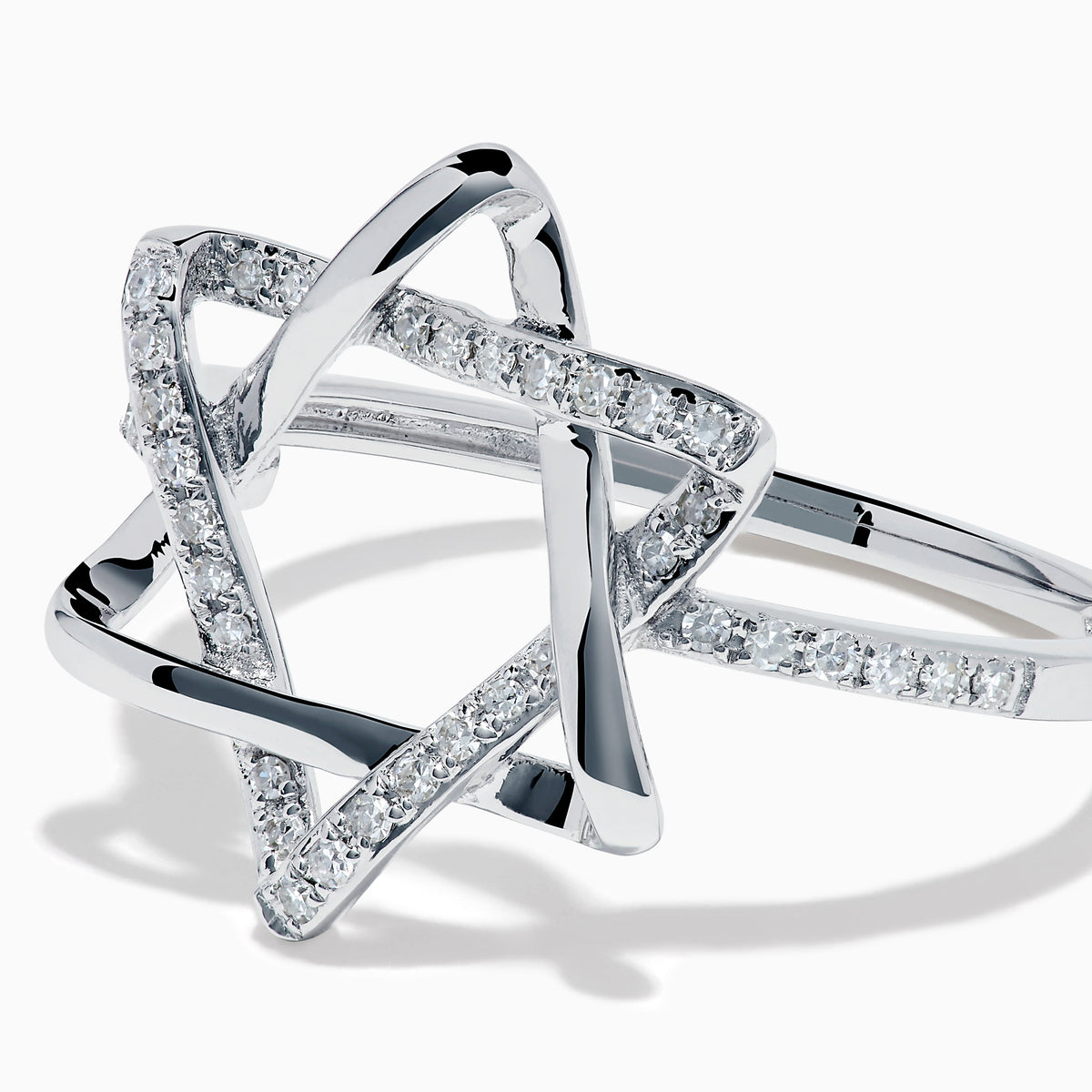 Diamond Pavé Star of David Ring in 14K White Gold view 2