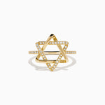 Diamond Pave Star of David Ring in 14K Yellow Gold