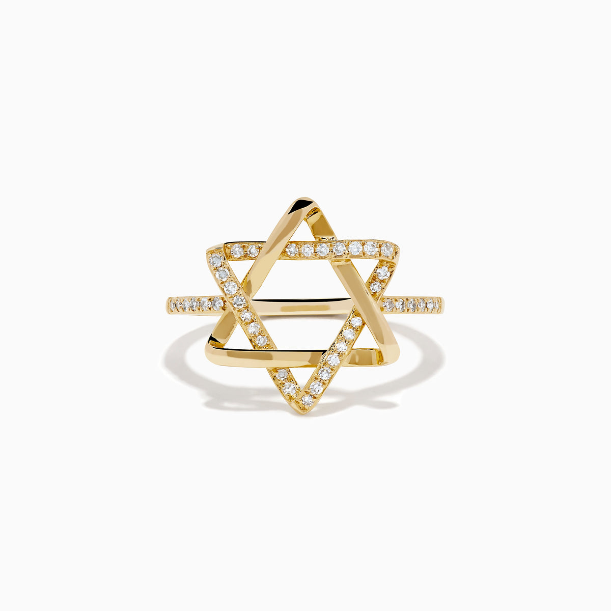 Diamond Pave Star of David Ring in 14K Yellow Gold