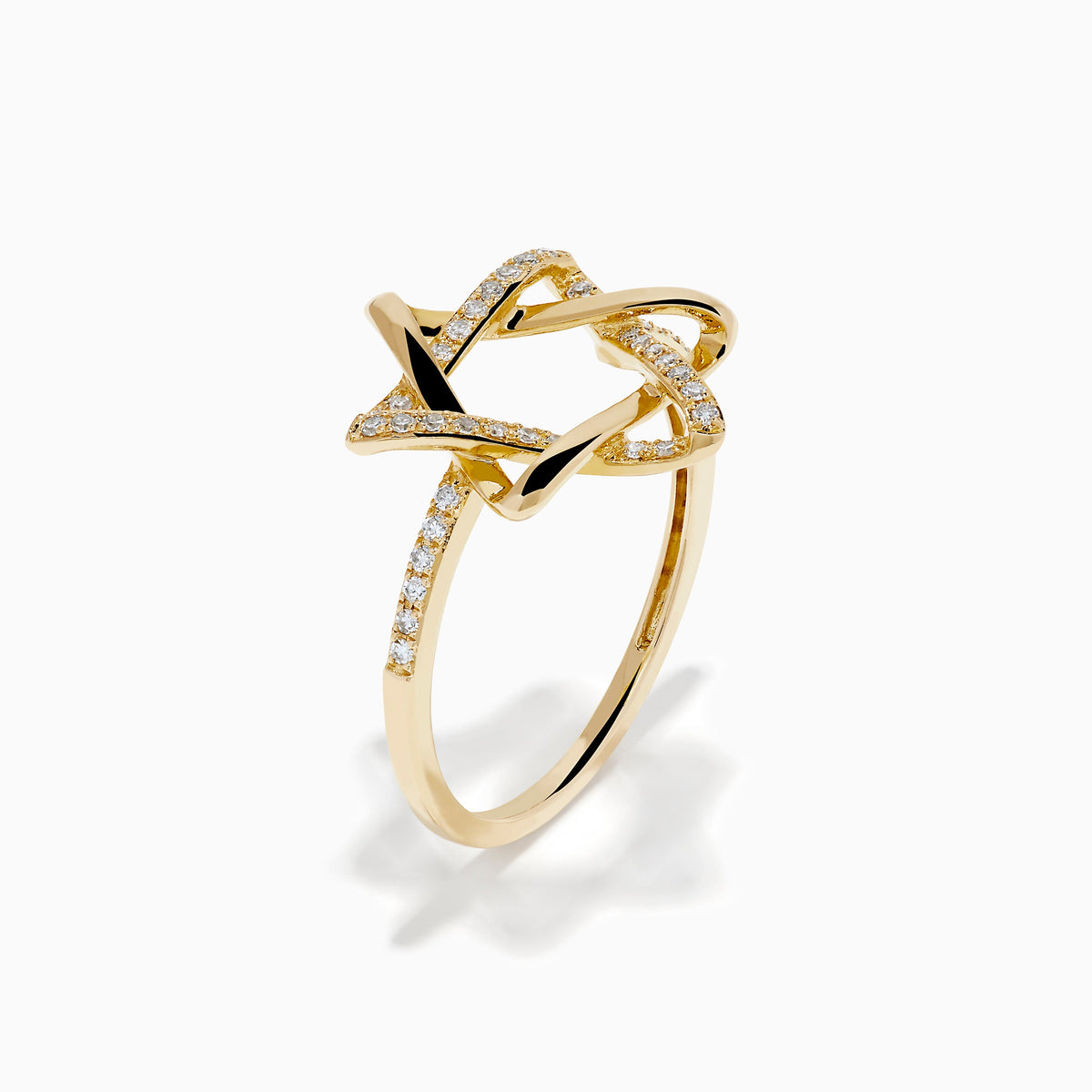 Diamond Pave Star of David Ring in 14K Yellow Gold view 4