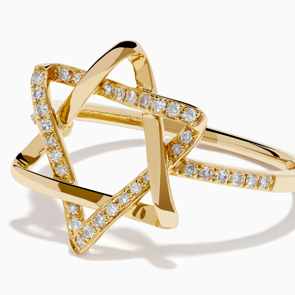 Diamond Pave Star of David Ring in 14K Yellow Gold view 2