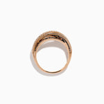 Espresso and White Diamond Pave Crossover Ring in 14K Rose Gold view 3