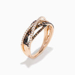 Espresso and White Diamond Pave Crossover Ring in 14K Rose Gold view 4