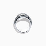 Blue and White Diamond Pave Crossover Ring in 14K White Gold view 3