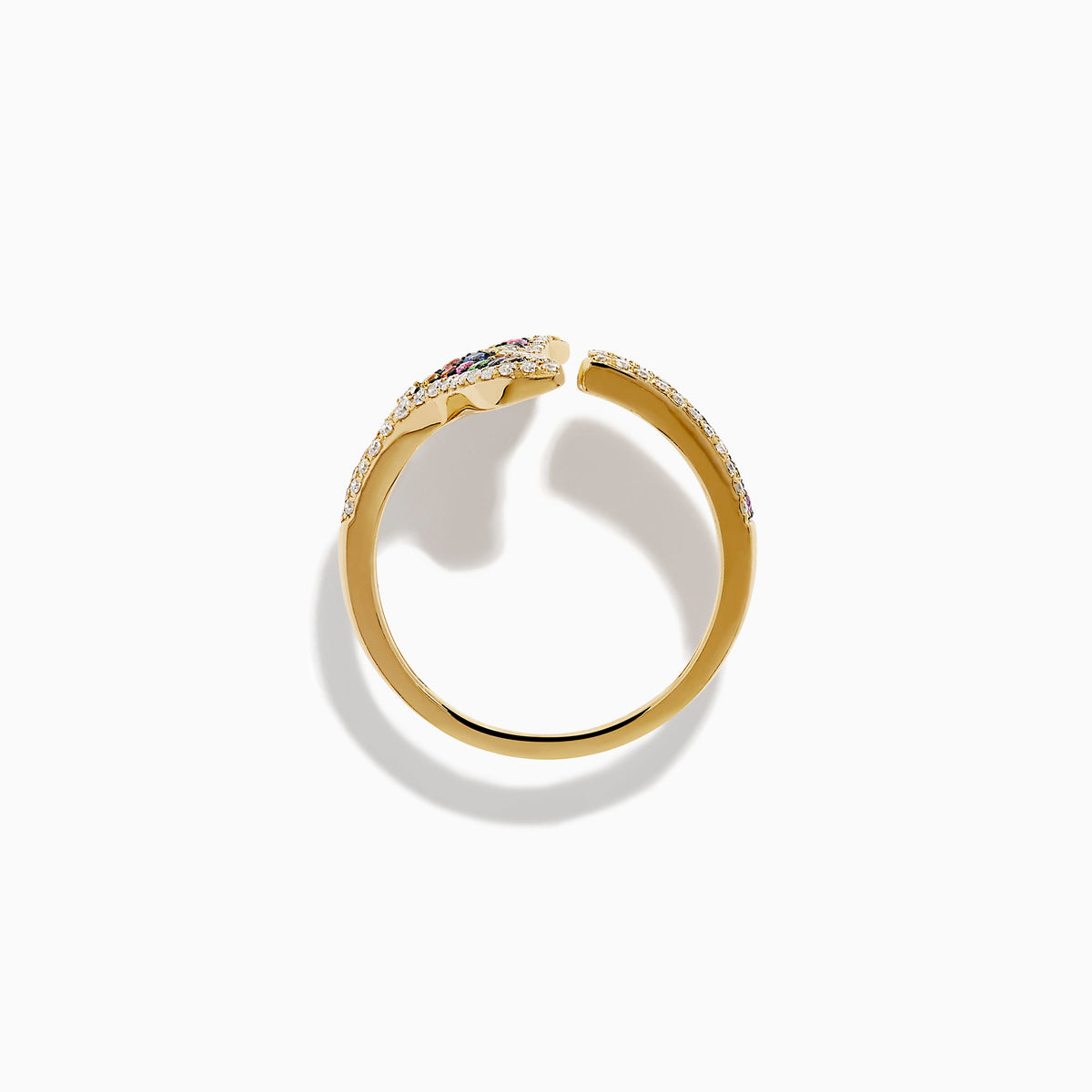 Multi Sapphire and Diamond Open Whale Tail Ring in 14K Yellow Gold view 3