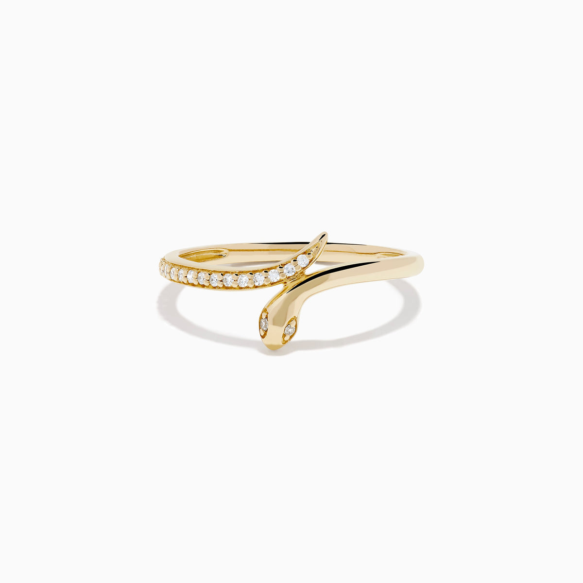 Diamond Pave Snake Ring in 14K Yellow Gold