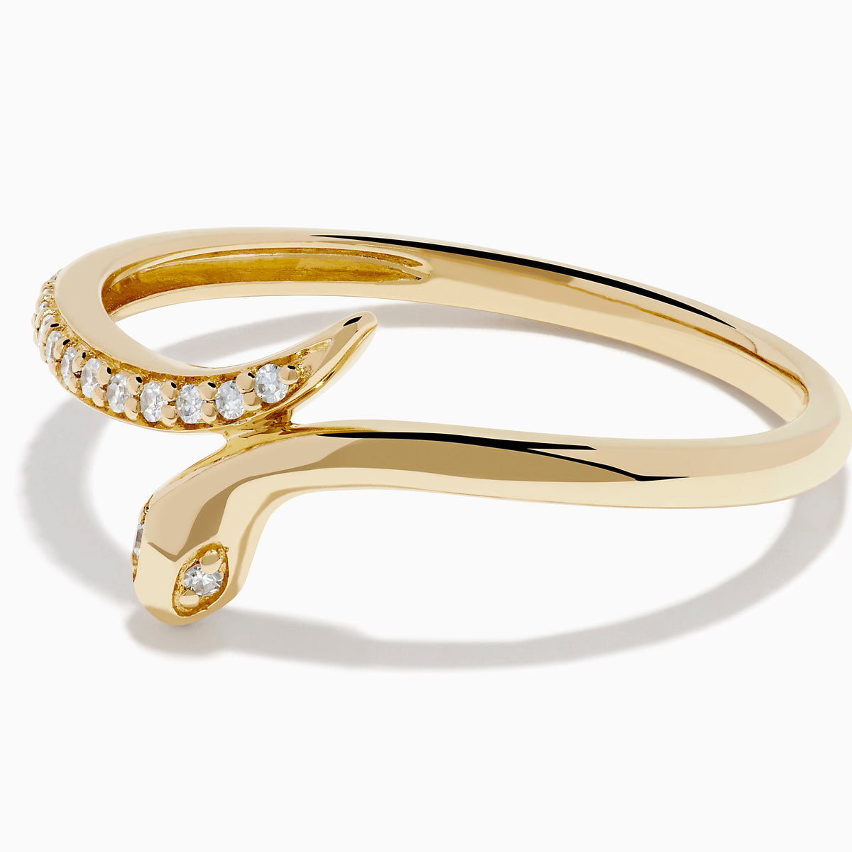 Diamond Pave Snake Ring in 14K Yellow Gold view 2