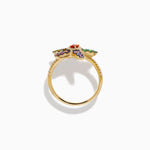 Multi Sapphire and Diamond Starfish Ring in 14K Yellow Gold view 3