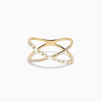 Mixed Shape Diamond Crisscross Ring in 14K Yellow Gold