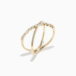 Mixed Shape Diamond Crisscross Ring in 14K Yellow Gold view 4