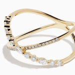 Mixed Shape Diamond Crisscross Ring in 14K Yellow Gold view 2
