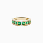 Emerald and Diamond Pavé Channel-Set Ring in 14K Yellow Gold