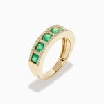 Emerald and Diamond Pavé Channel-Set Ring in 14K Yellow Gold view 4