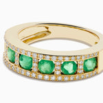 Emerald and Diamond Pavé Channel-Set Ring in 14K Yellow Gold view 2