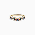 Multi Sapphire and Diamond Curved Stacking Band in 14K Yellow Gold