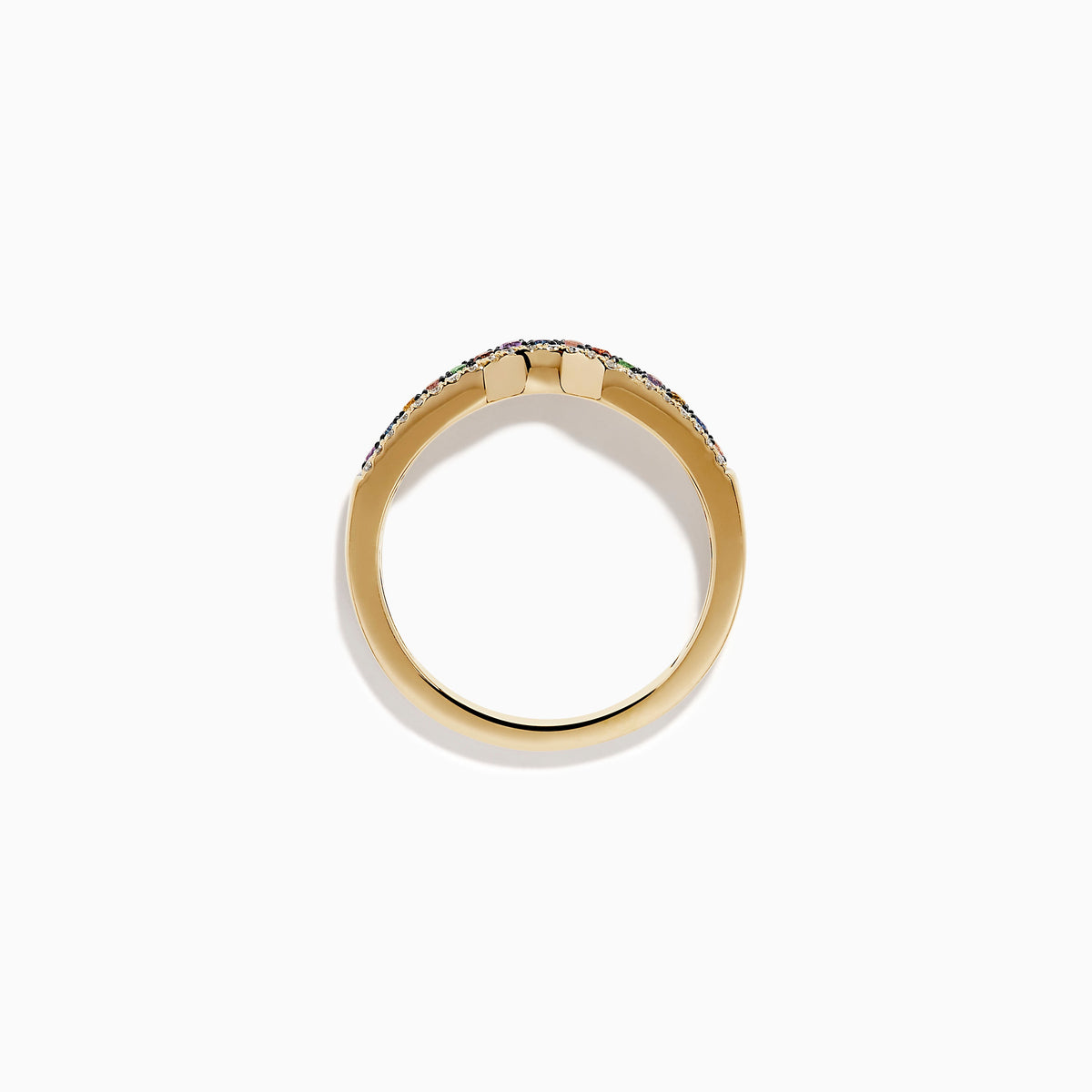 Multi Sapphire and Diamond Curved Stacking Band in 14K Yellow Gold view 3