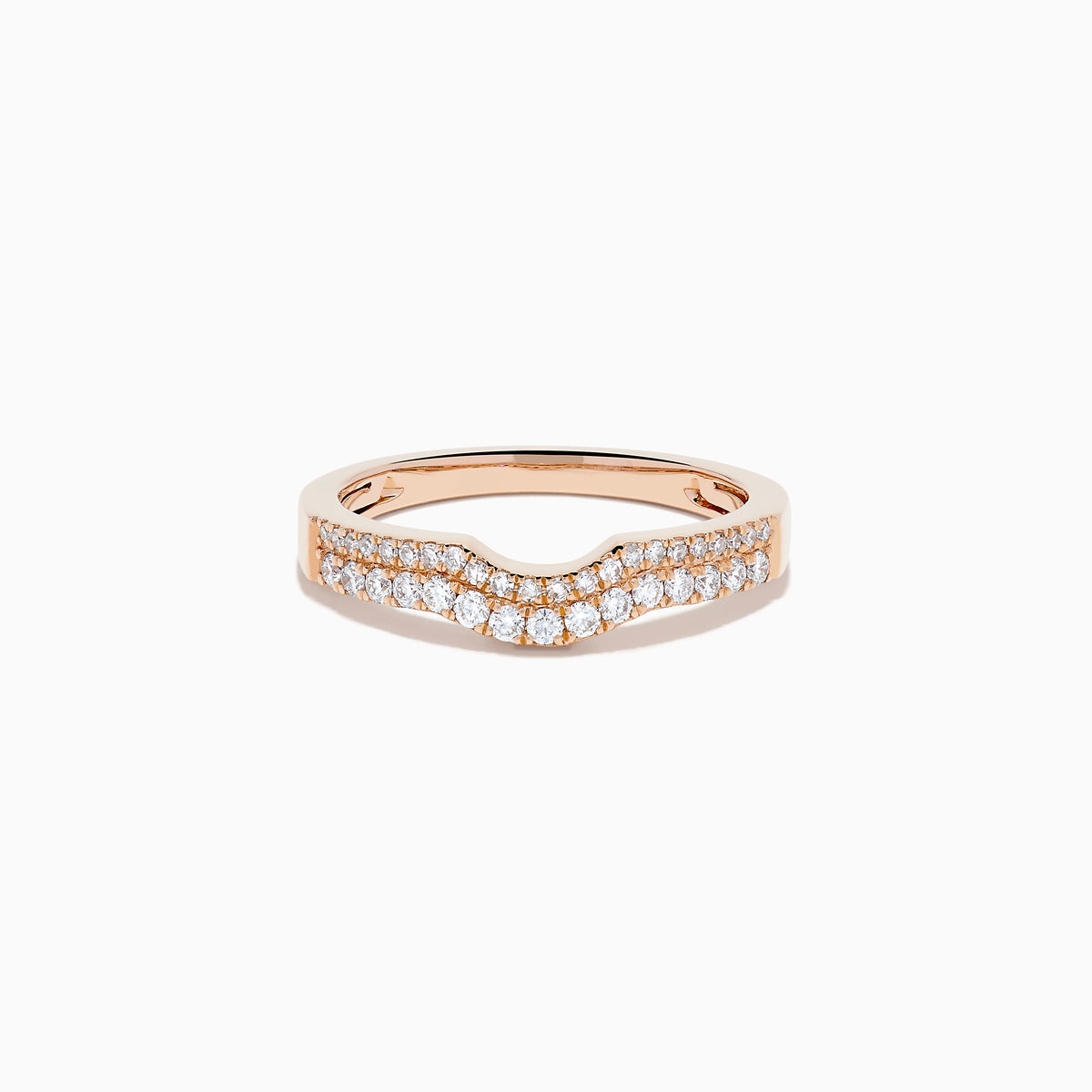 Diamond Pave Double-Row Curved Band in 14K Rose Gold