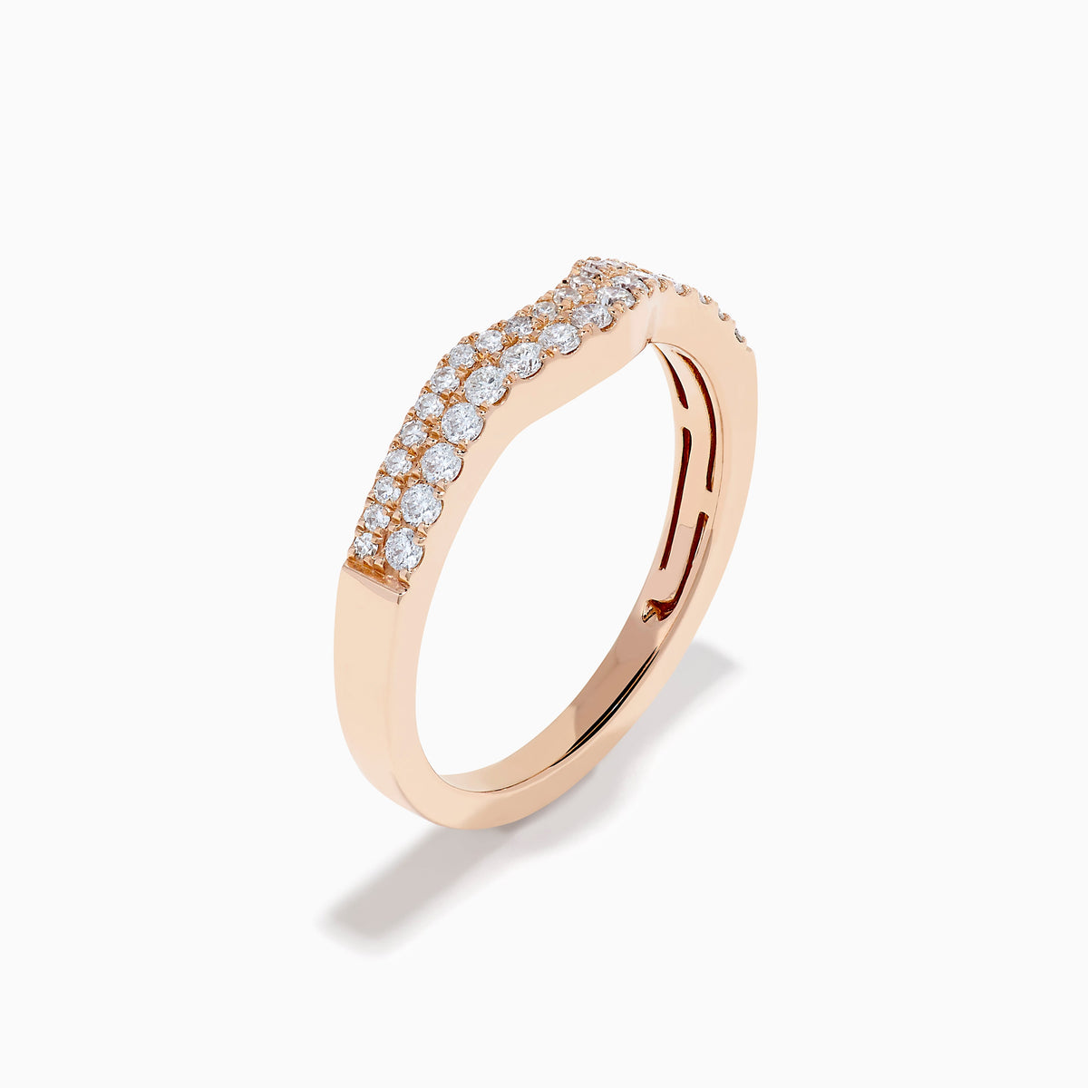 Diamond Pave Double-Row Curved Band in 14K Rose Gold view 4