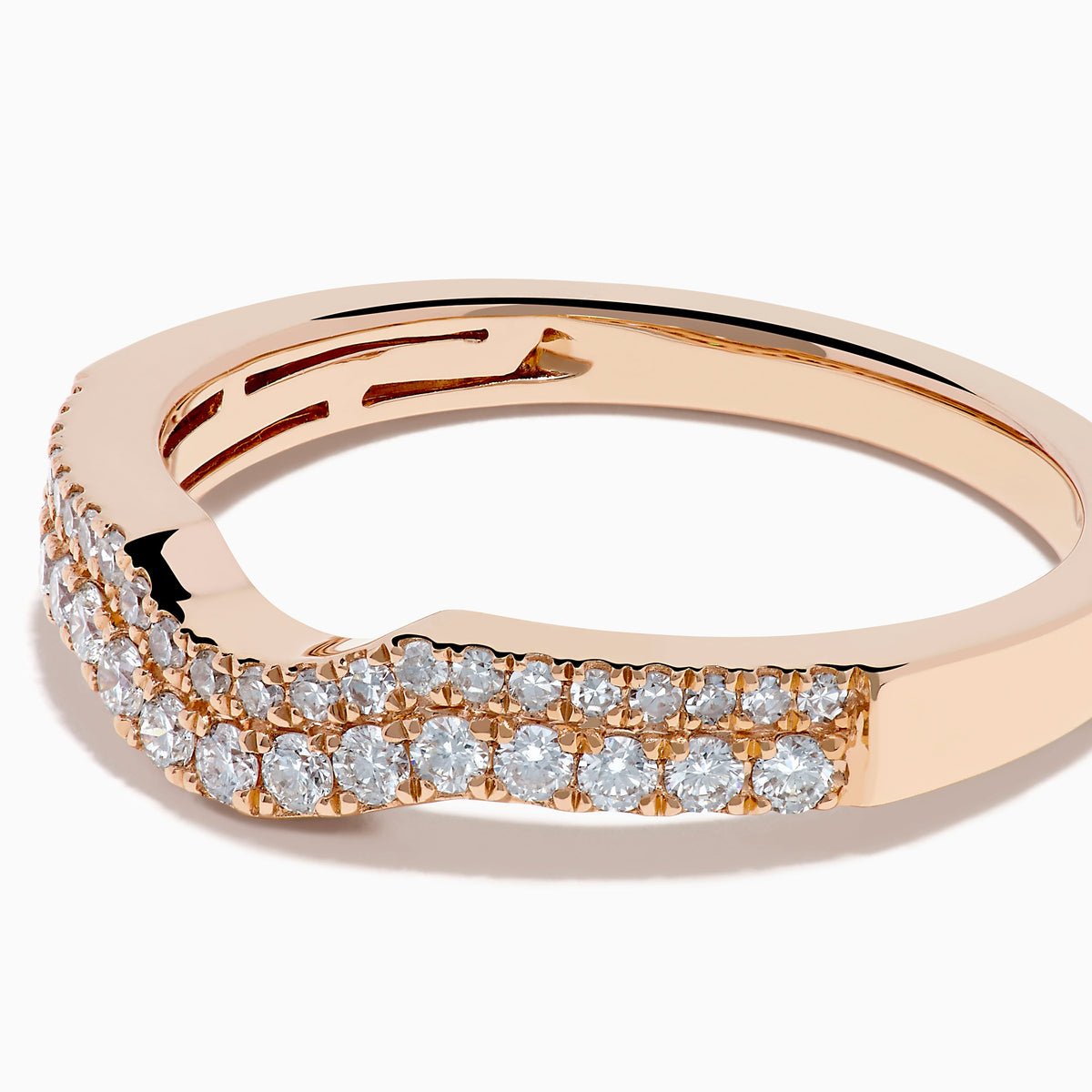 Diamond Pave Double-Row Curved Band in 14K Rose Gold view 2
