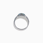 Blue and White Diamond X Crossover Ring in 14K White Gold view 3