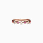 Pink Sapphire and Diamond Band Ring in 14K Rose Gold, 0.27 ctw
