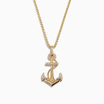 Diamond Anchor Pendant in 14K Yellow Gold, 0.18 ctw