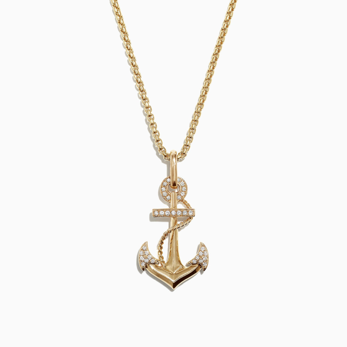 Diamond Anchor Pendant in 14K Yellow Gold, 0.18 ctw