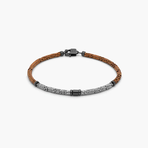 Croce Bamboo bracelet in bronze and silver hematite (Size: L)