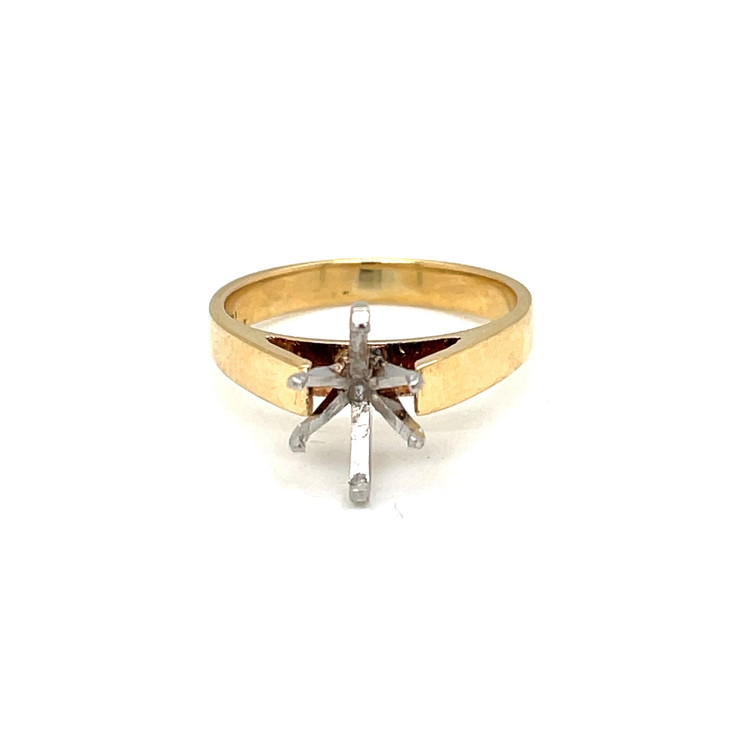 18K Two-Tone Solitaire Cathedral Engagement Ring Semi-Mount