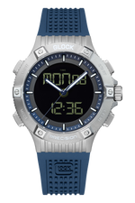 GLOCK analog-digital watch GW-24-2-24 with black dial and dark blue silicone strap, front view