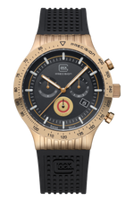 GLOCK Precision Chronograph GW-34-1-24 in coyote PVD steel with black dial and black silicone strap, front view
