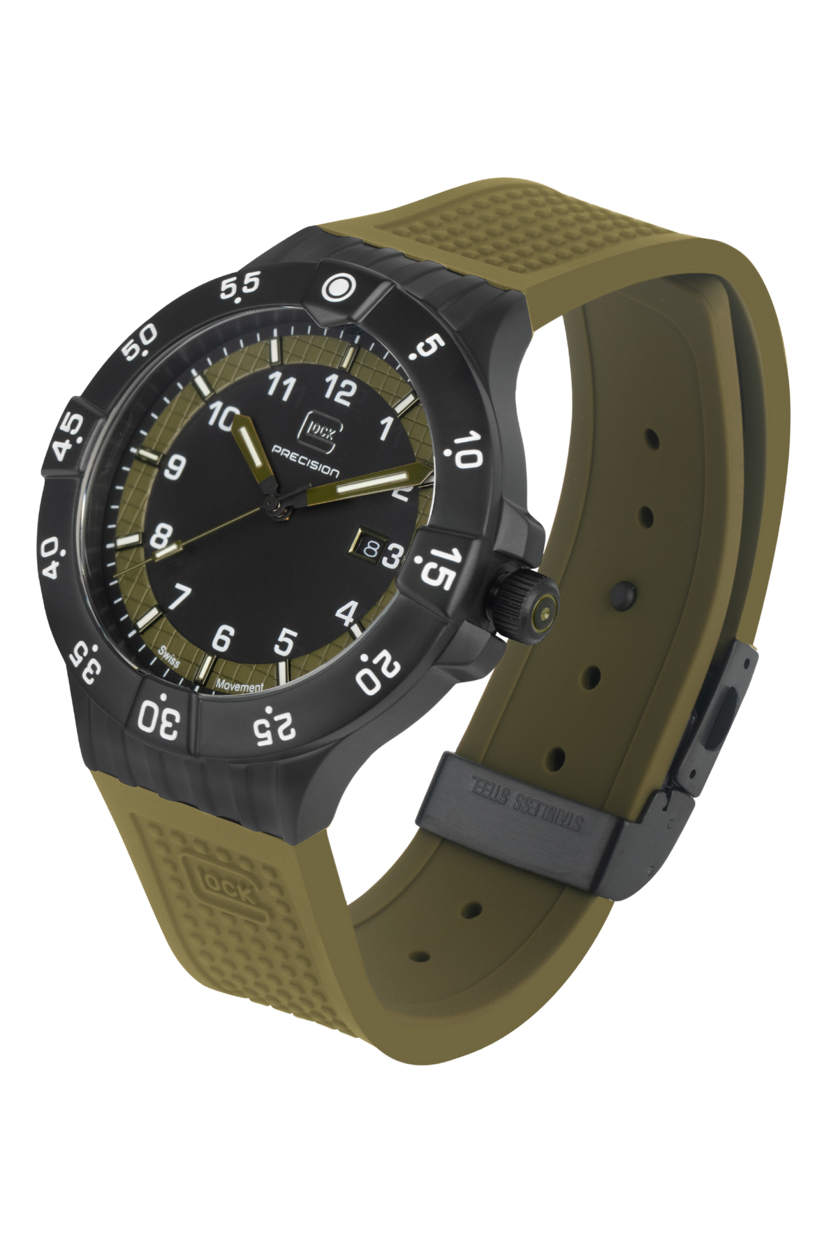 GLOCK tritium watch three-quarter angle