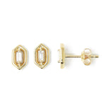 Baguette Diamond Hexagon Stud Earrings in 14K Yellow Gold, 0.13 ctw