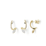 Diamond Leaf J-Hoop Earrings in 14K Yellow Gold, 0.34 ctw