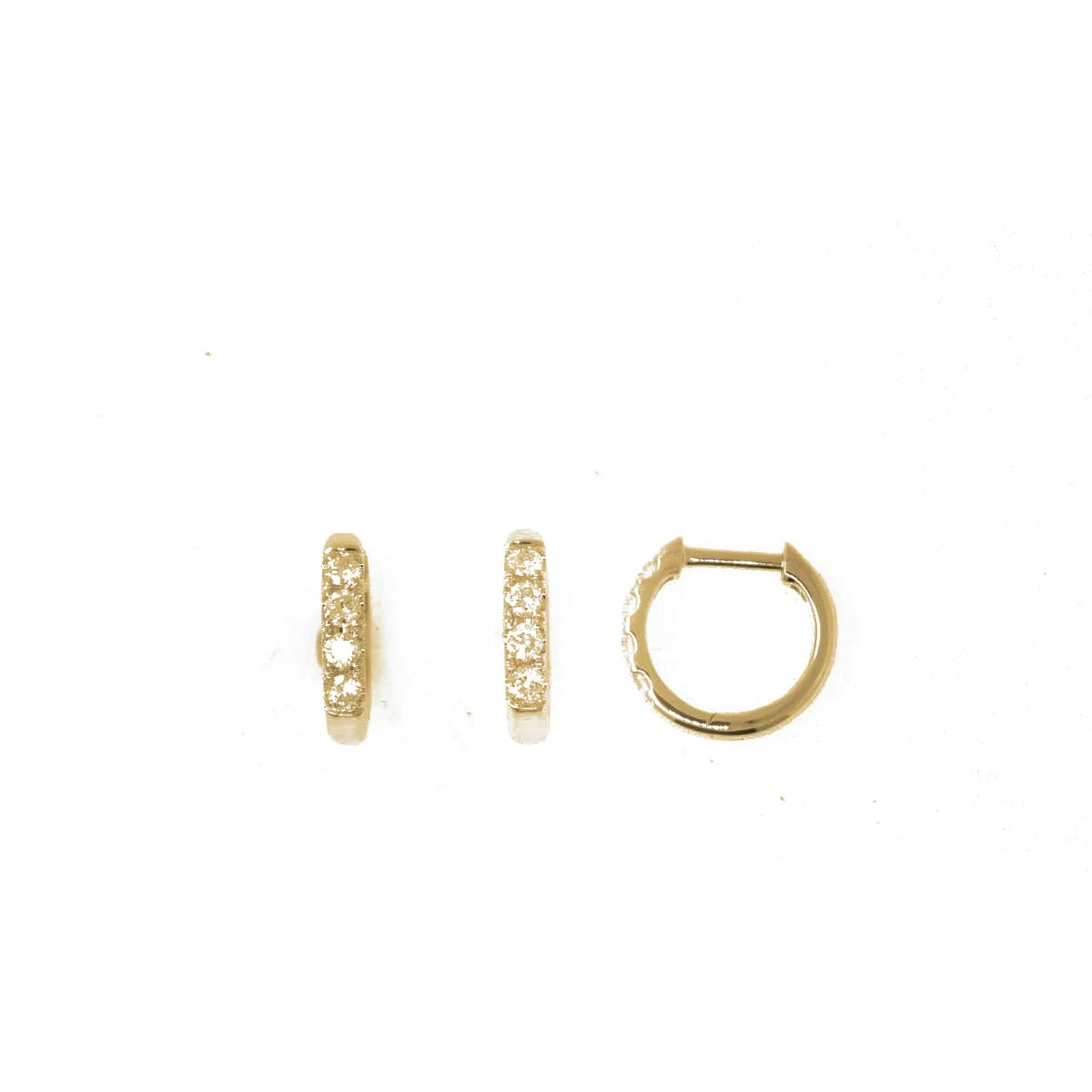 Diamond Huggie Hoop Earrings in 14K Yellow Gold, 0.23 ctw