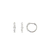 Diamond Bubble Huggie Hoop Earrings in 14K White Gold, 0.61 ctw