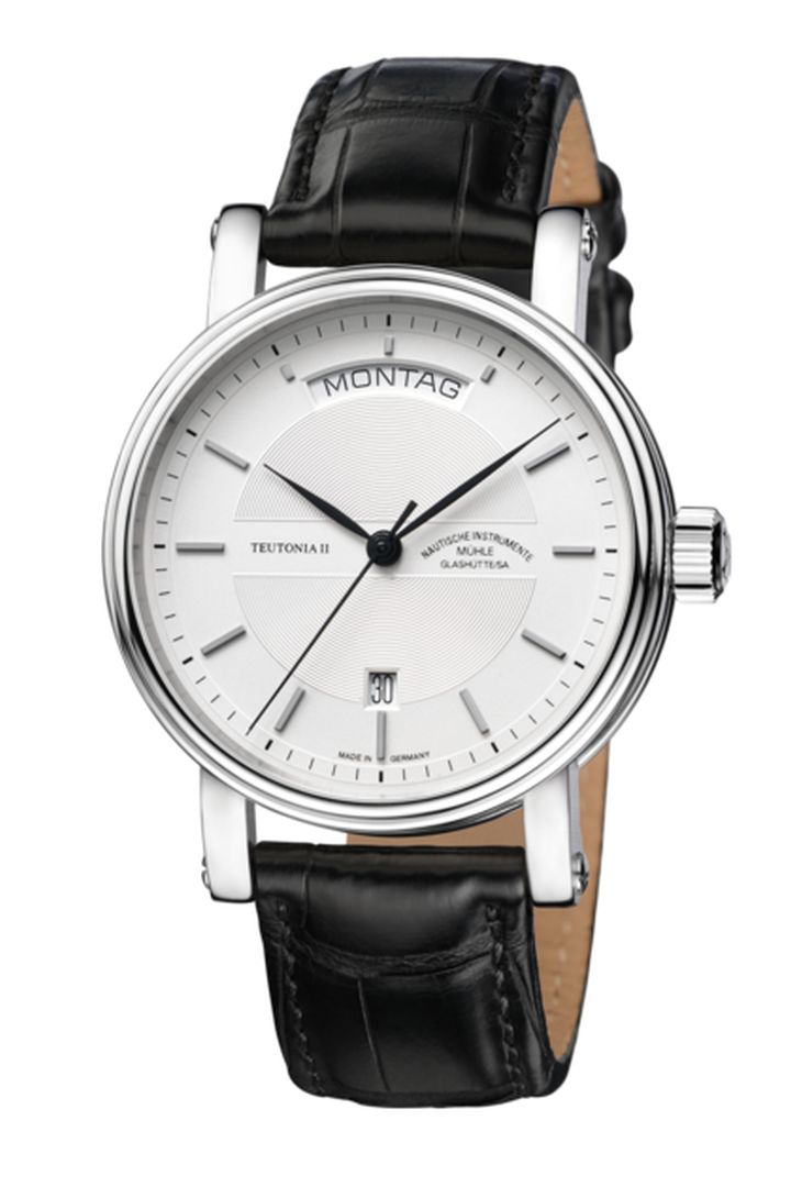 Mühle-Glashütte "Teutonia II Day/Date" Automatic in SS, Silver Dial